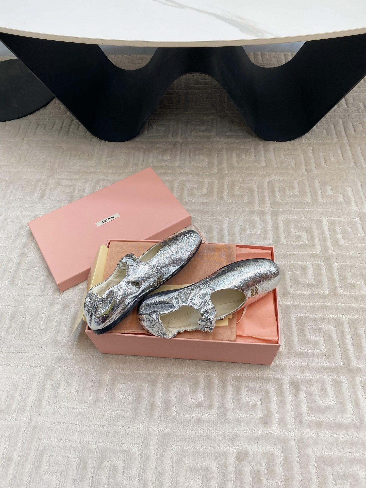 MARY JANE FLATS IN SILVER METALLIC SMOOTH LAMBSKIN - 35