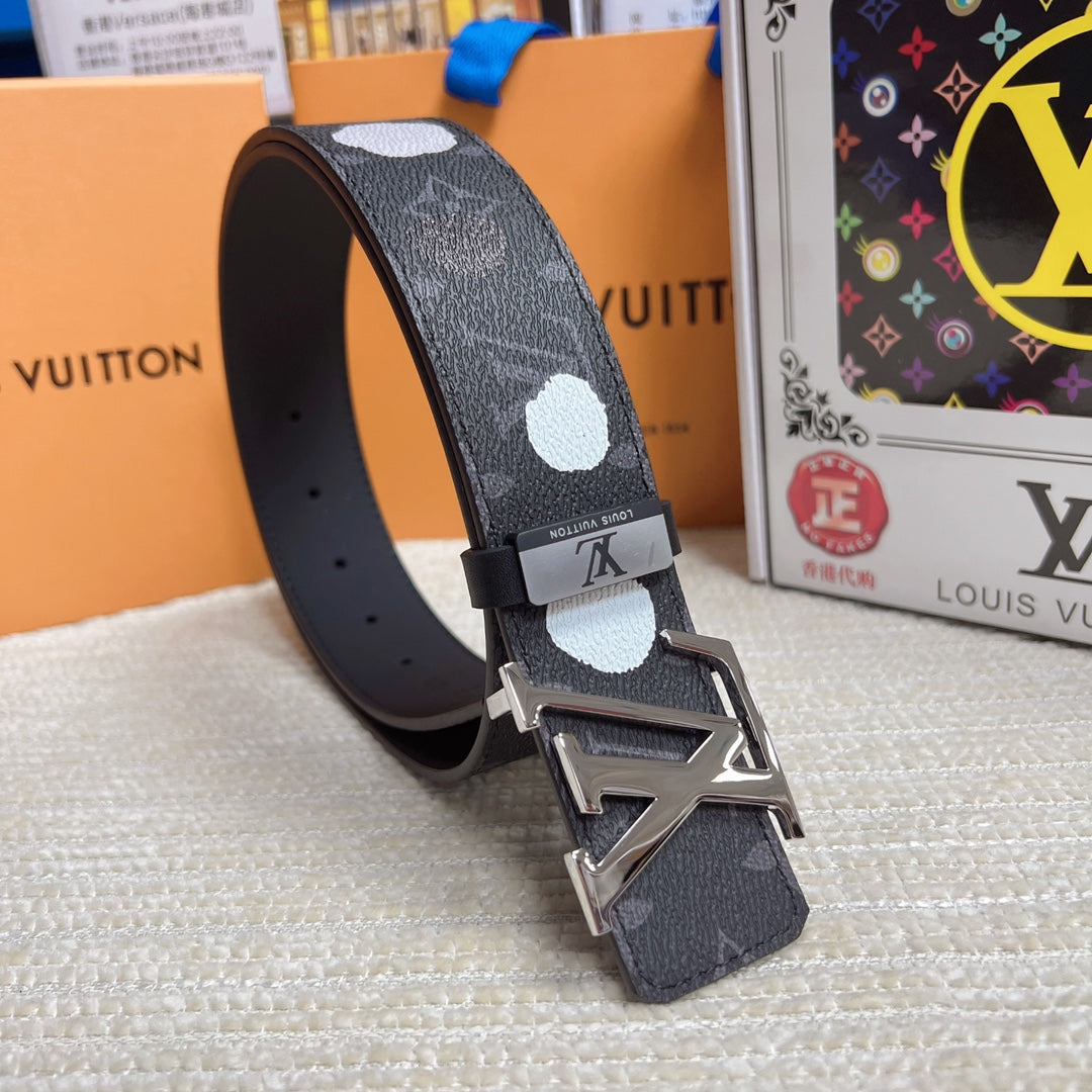 LV 25S BELT 38 MM IN DARK CHARCOAL GRAY CALFSKIN 593281 - 26-28