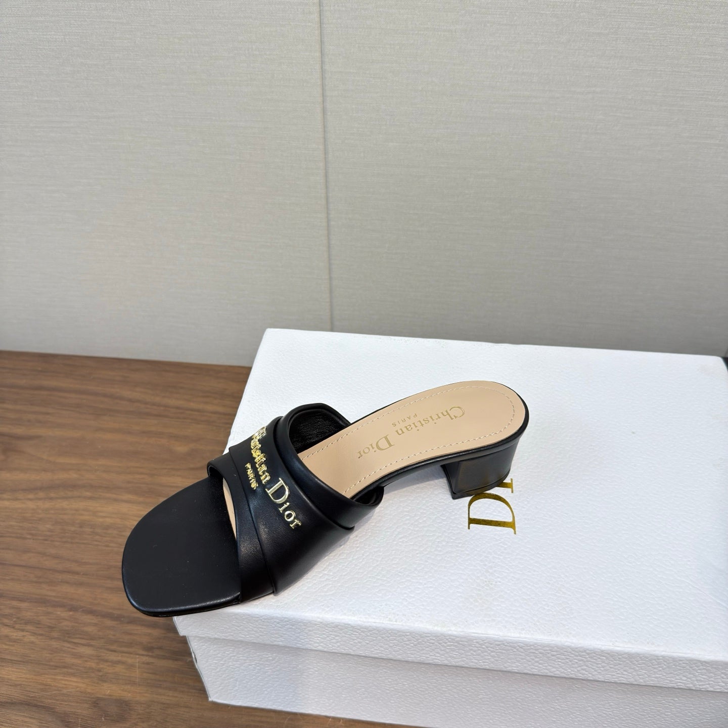 DIOR HIGH HEEL 25S 45 MM IN BLACK LAMBSKIN WITH GOLD HARDWARE - 34