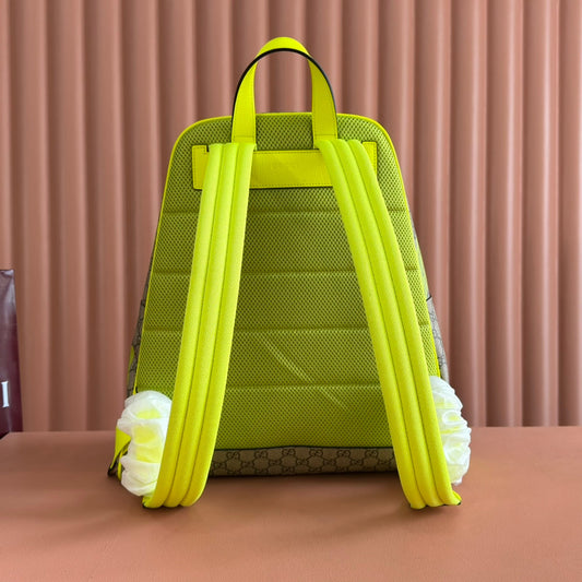 РЮКЗАК GUCCI MEDIUM З ПРИНТОМ, КОЛІР 41 LIME GREEN, З ТЕЛЯЧОЇ ШКІРИ