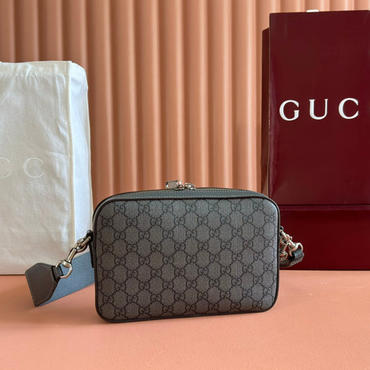 СУМКА GUCCI OPHIDIA SMALL ЧЕРЕЗ ПЛЕЧЕ, МАЛА, СІРО-ЧОРНА, З МОНОГРАМОЮ НА ПОЛОТНІ
