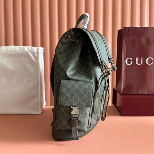 РЮКЗАК GUCCI 25S 46 СМ З ТЕЛЯЧОЇ ШКІРИ КОЛЬОРУ МОХУ ІЗ СРІБНОЮ ФУРНІТУРОЮ