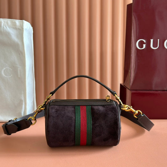 GUCCI 25S OPHIDIA MINI СУМКА НА ПЛЕЧЕ 19 СМ З ТЕМНО-ШОКОЛАДНОЇ КОРИЧНЕВОЇ ЗАМШІ