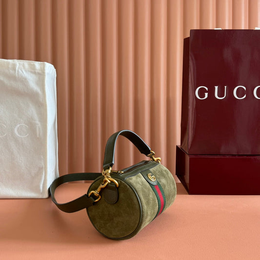 GUCCI 25S OPHIDIA СУМКА НА ПЛЕЧЕ МІНІ 19 СМ З МОХОВО-ЗЕЛЕНОЇ ЗАМШІ