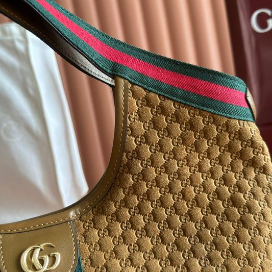 ВЕЛИКА СУМКА-ТОУТ GUCCI 25S GIGLIO 25 СМ З КОРИЧНЕВОГО ПОЛОТНА