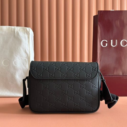 СУМКА-МЕСЕНДЖЕР GUCCI 25S SUPREME 26 СМ З ЧОРНОЇ ТЕЛЯЧОЇ ШКІРИ