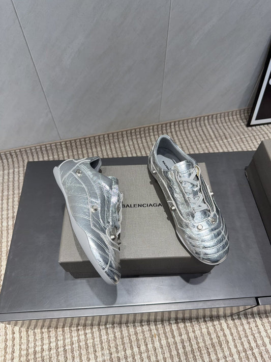 BALENCIAGA 25S SNEAKER IN SILVER CALFSKIN - 35