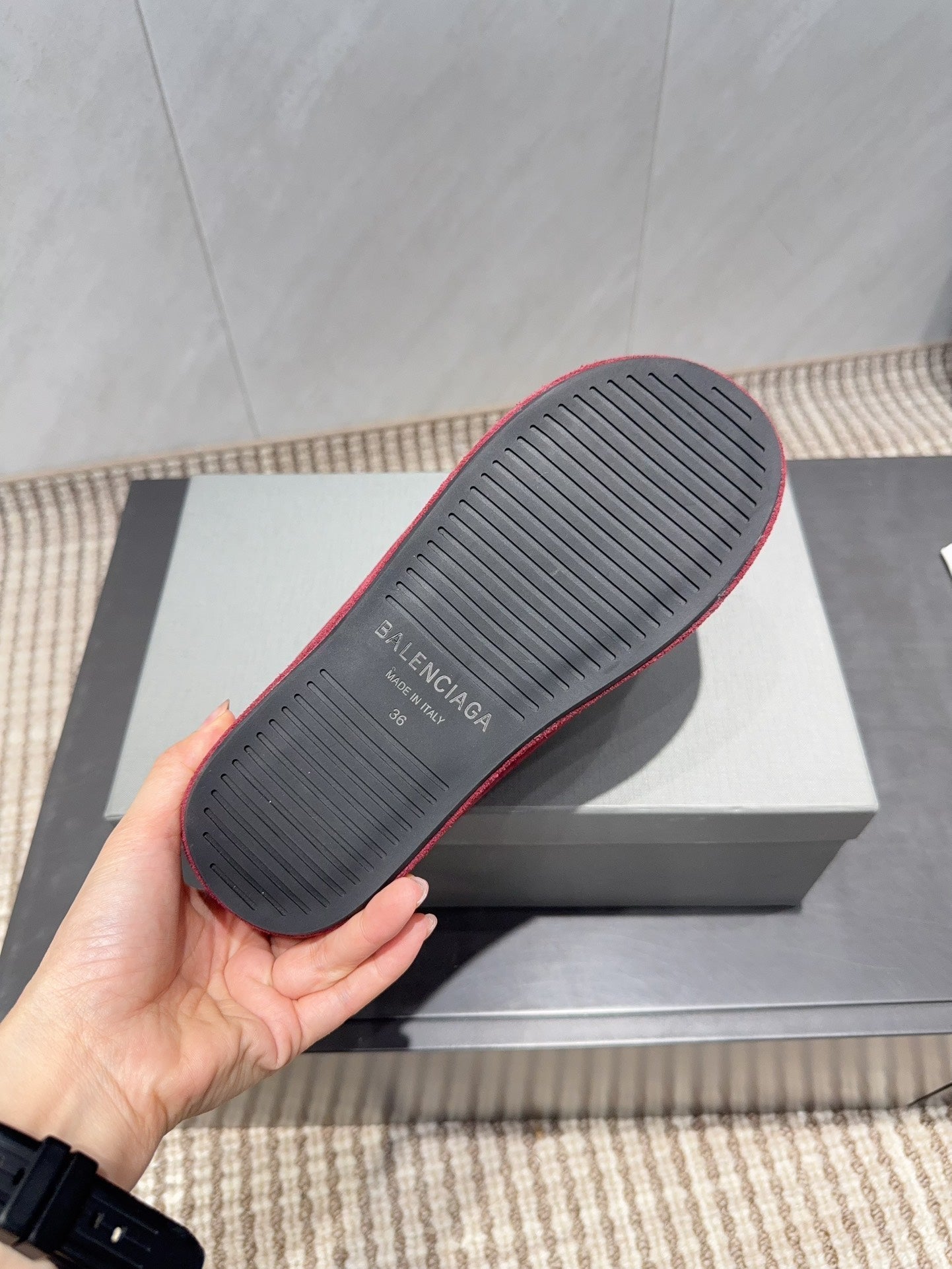BALENCIAGA 25S AURALEE SLIP-ON 50 MM IN DEEP WINE RED SUEDE STYLE 2 - 35