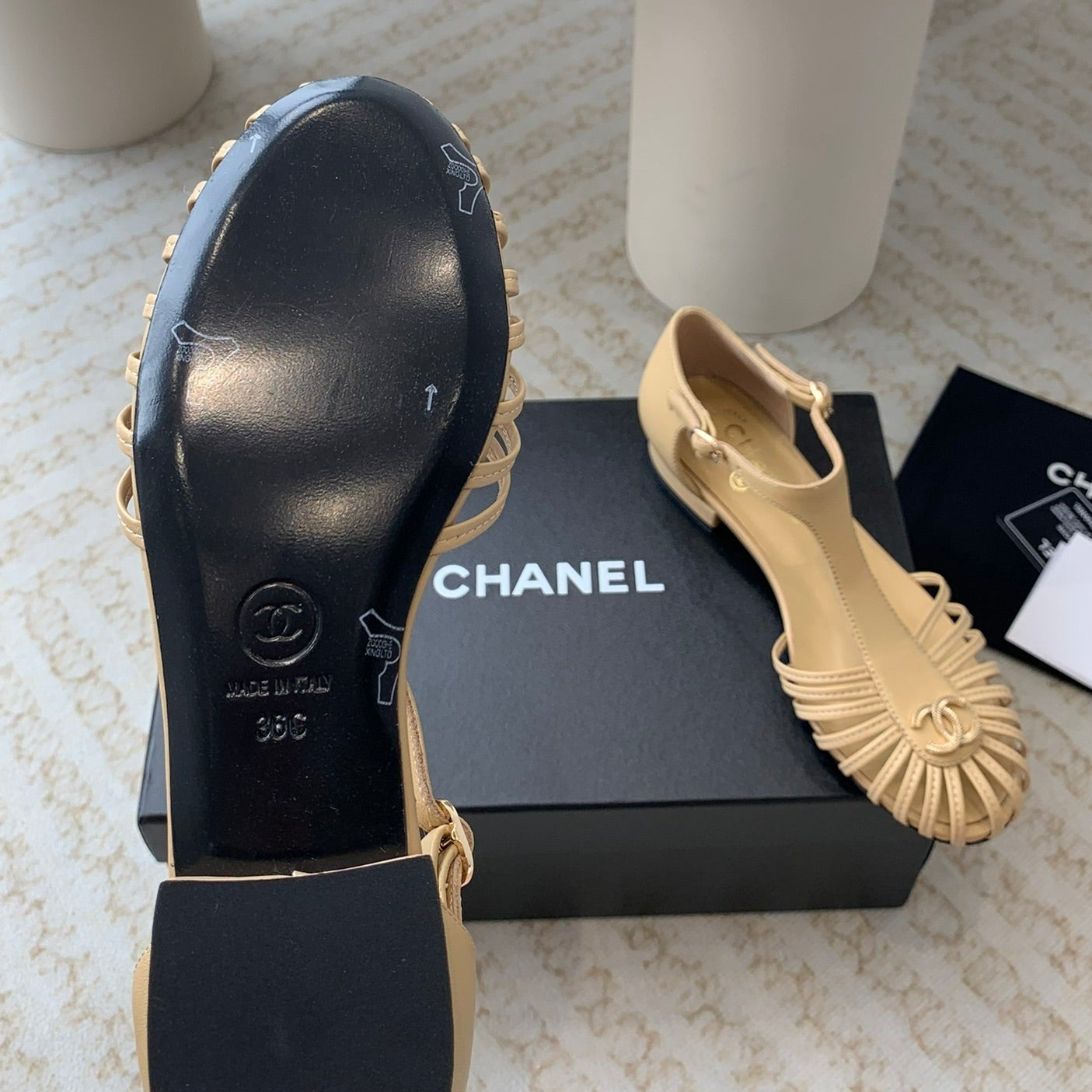 Summer New Hollow Roman Sandals Metalic gold Sheepskin - 35
