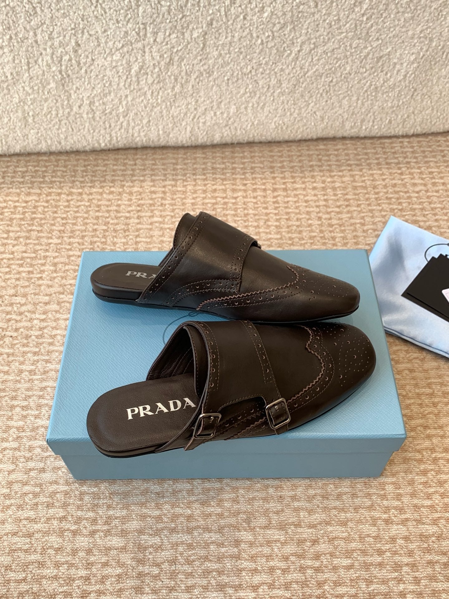 DOUBLE MONK MULES IN WALNUT BROWN CALFSKIN - 35