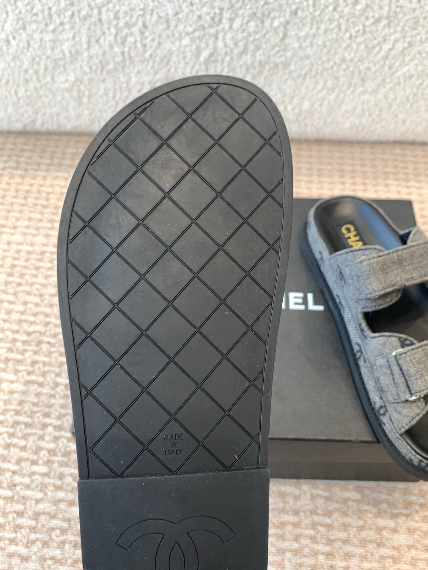 DAD SANDAL IN BLACK DENIM FABRIC MULE - 35