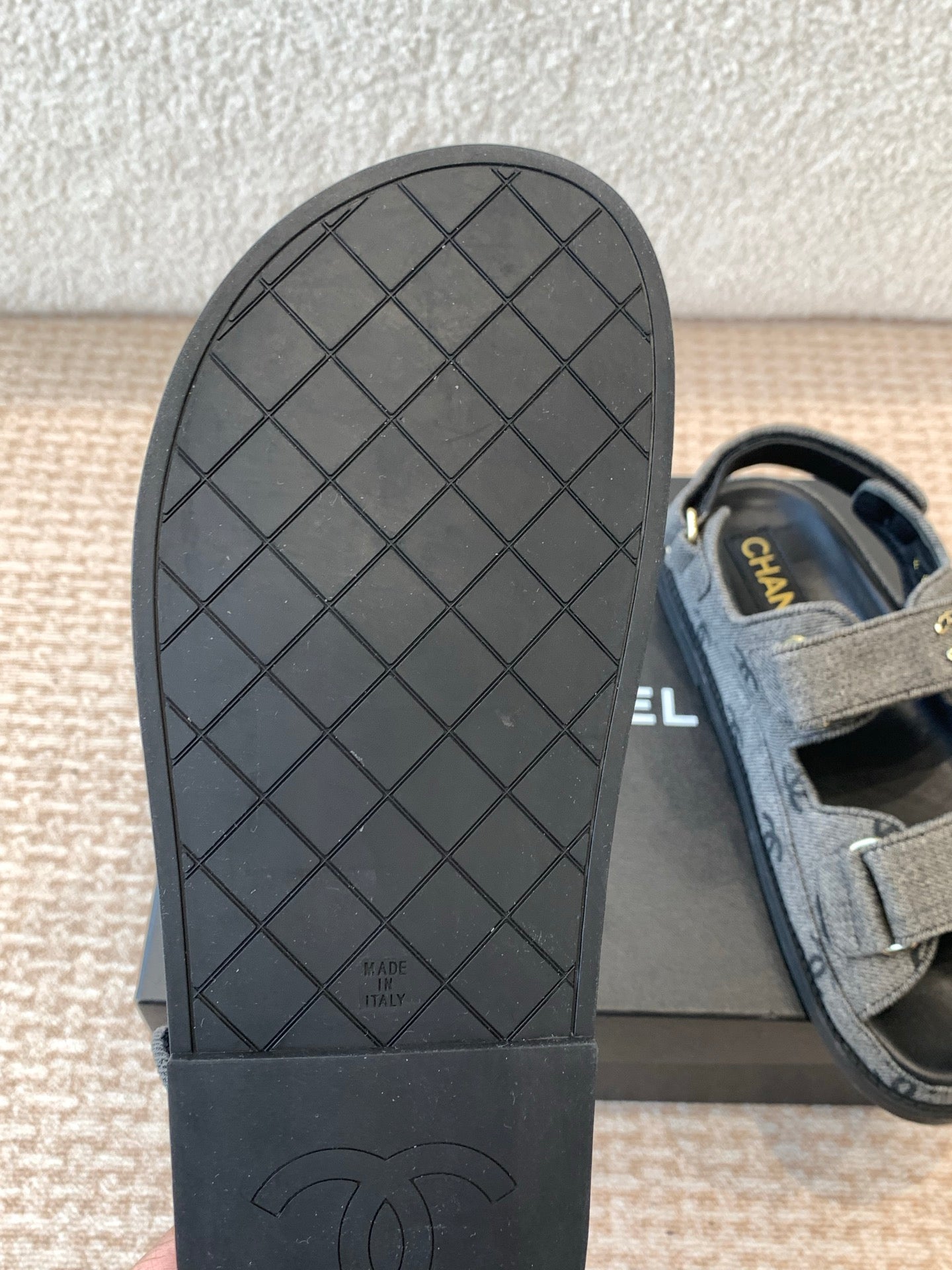 DAD SANDAL IN BLACK DENIM FABRIC - 35
