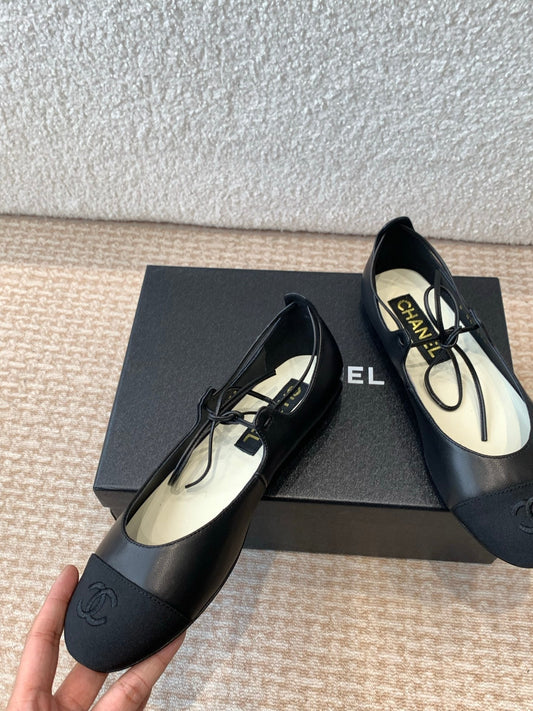 MARY JANE BALLERINA IN BLACK LAMBSKIN - 35