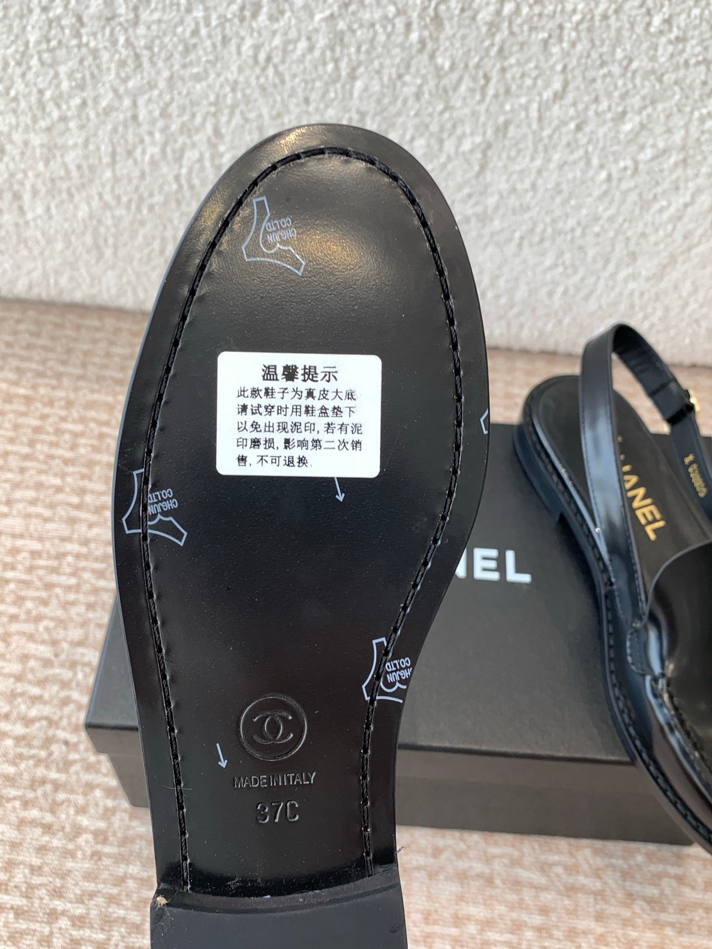 CC MOCCASIN SLINGBACK IN BLACK PATENT CALFSKIN - 35