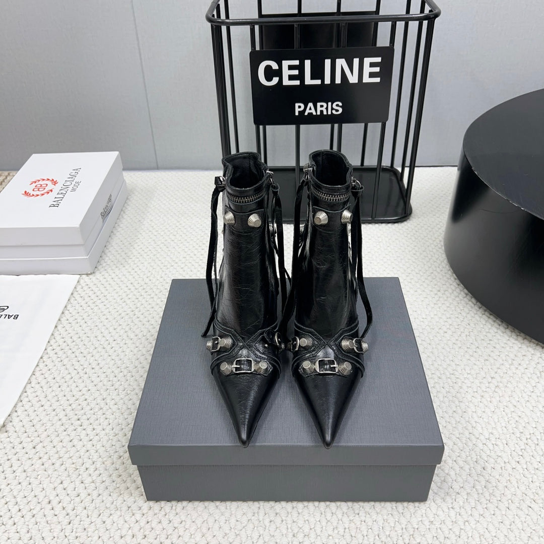CAGOLE HIGH BOOTS IN BLACK LAMBSKIN - 34