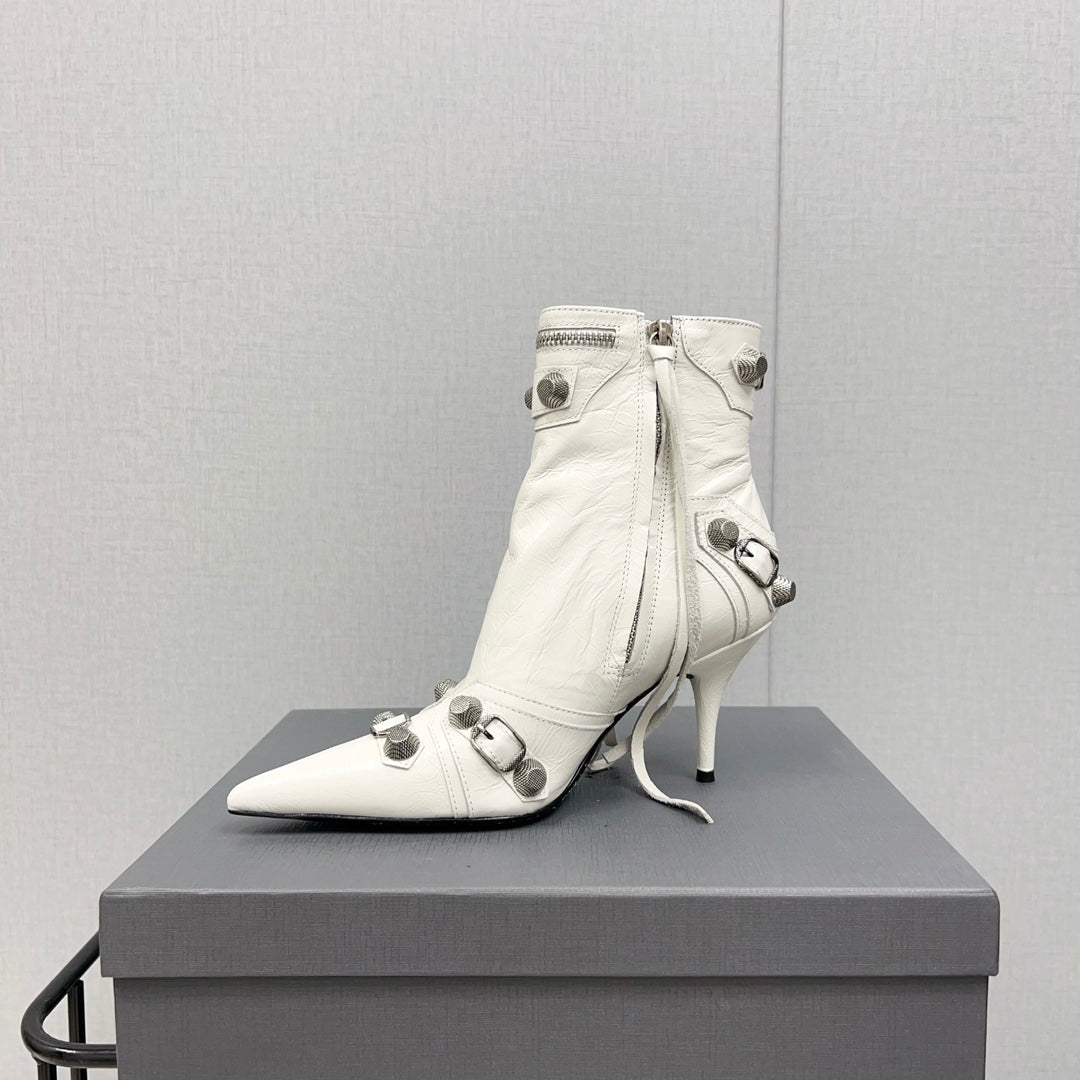 CAGOLE HIGH BOOTS IN WHITE LAMBSKIN - 34