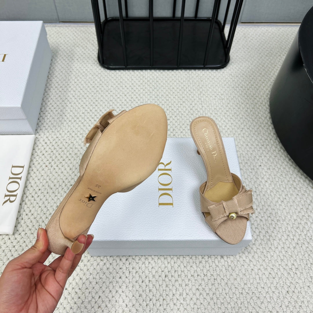 HIGH ADIORABLE MULE IN BISQUE BEIGE FABRIC - 35