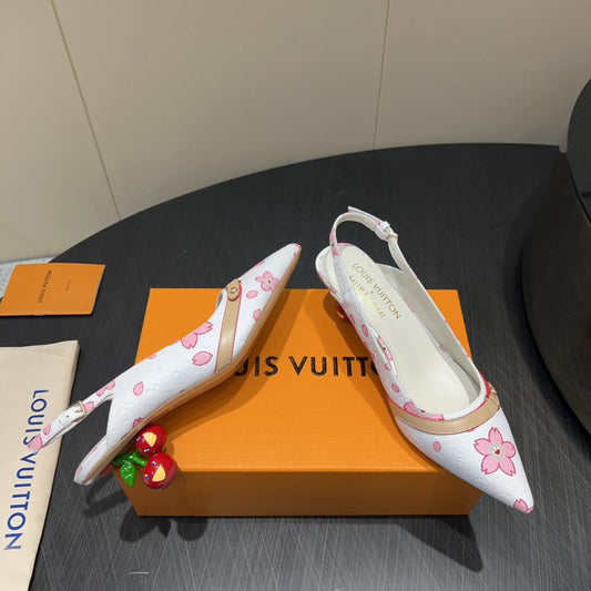 LV HIGH SLINGBACK 25S 55 MM IN WHITE CALFSKIN - 35