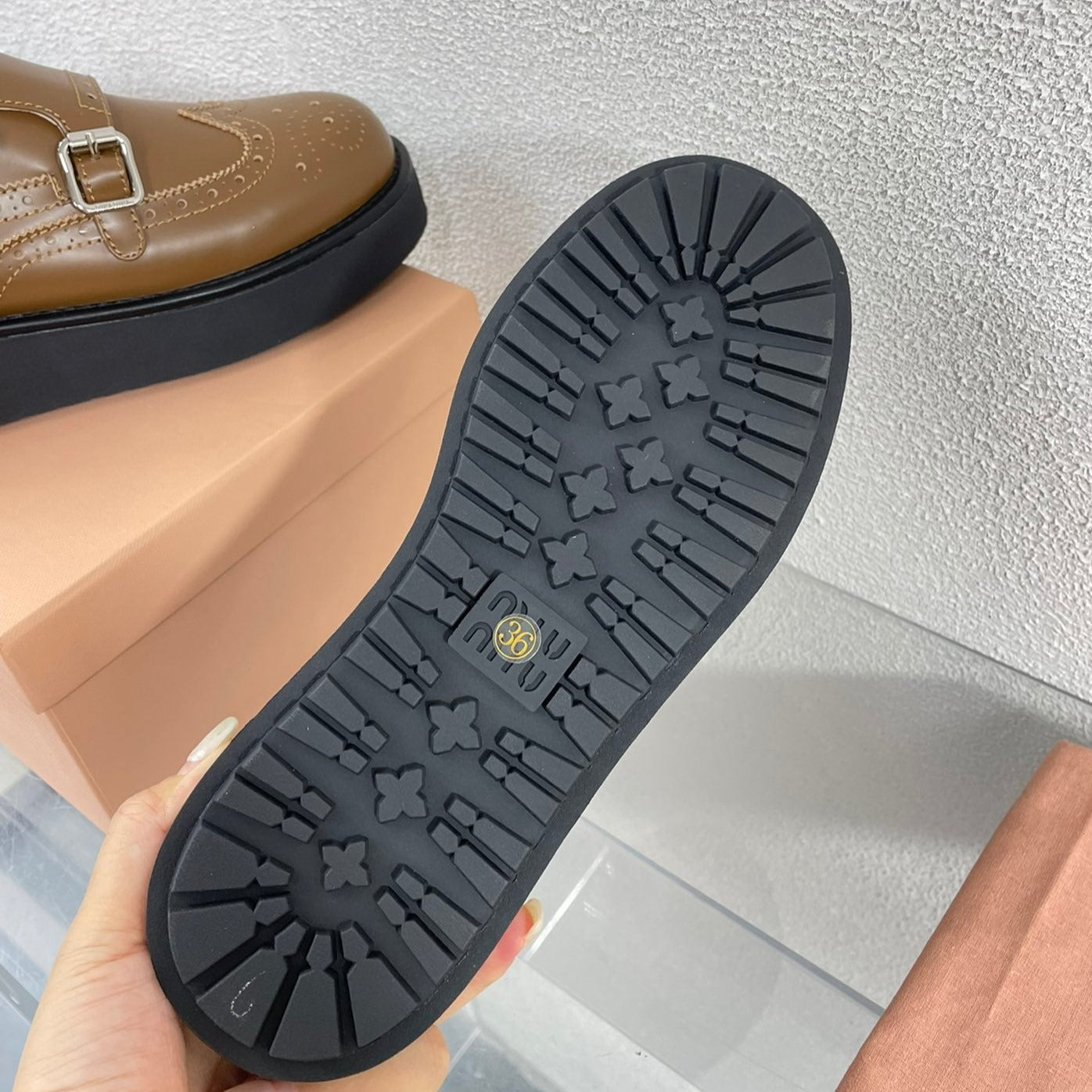 Baroque Thick-Soled Oxford Shoes Cider Calfskin - 35