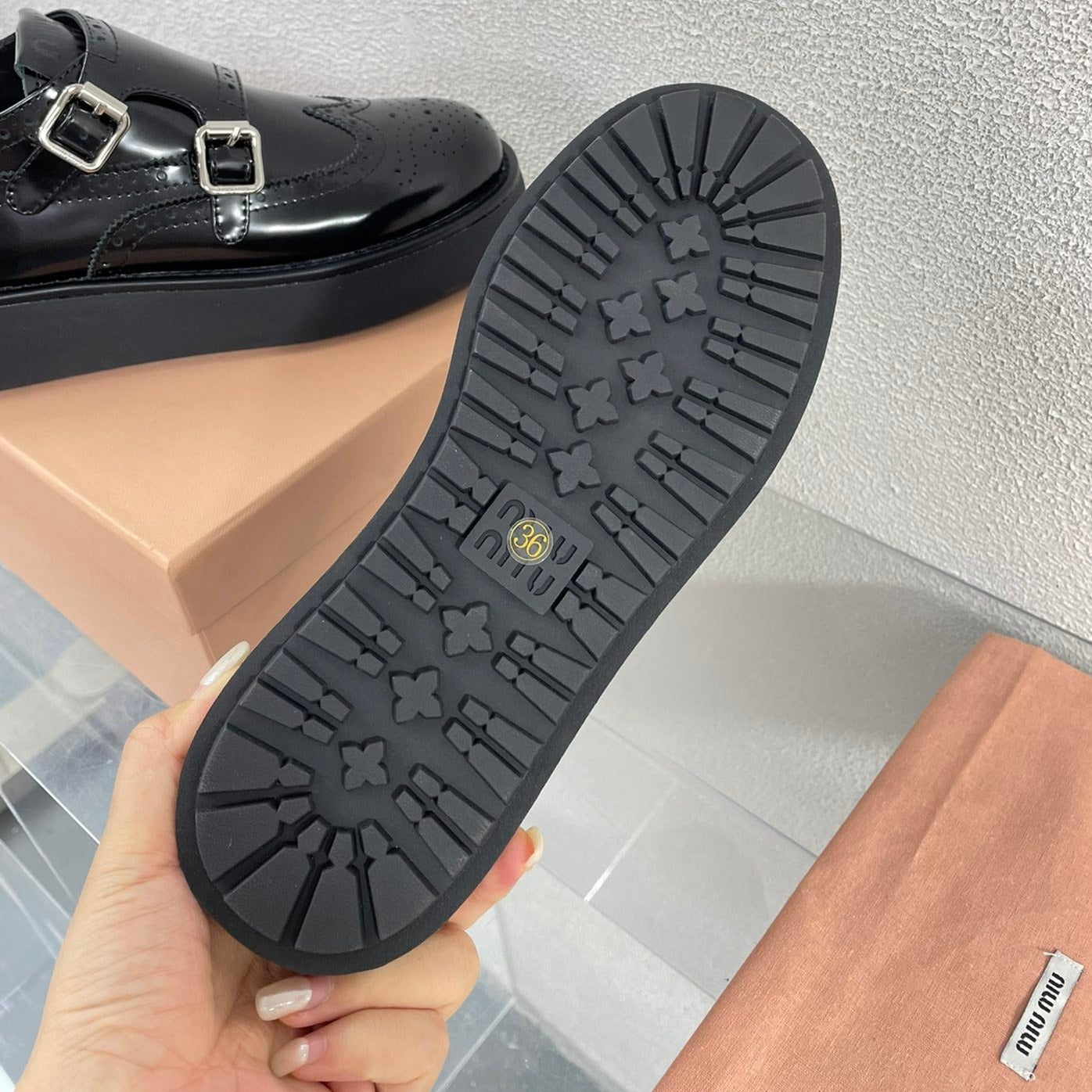 Baroque Thick-Soled Oxford Shoes Black Calfskin - 35