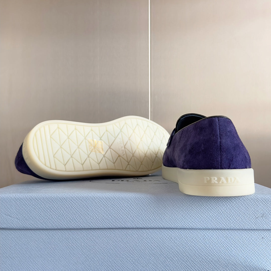 Pra Purple Suede Leather Loafers 25mm Rubber Sole - 35