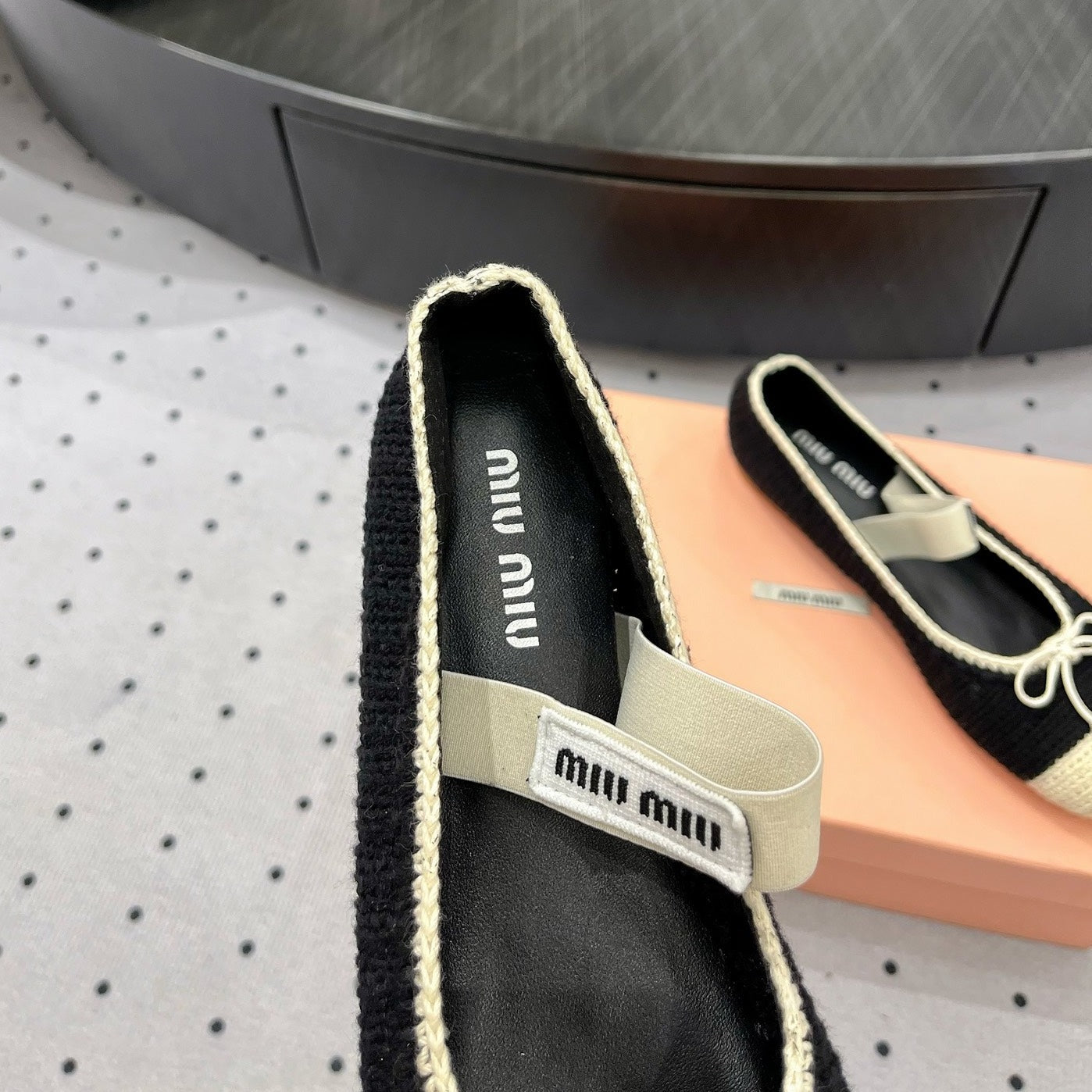 Ballet Flats Black Mix Ivory Fabric - 35