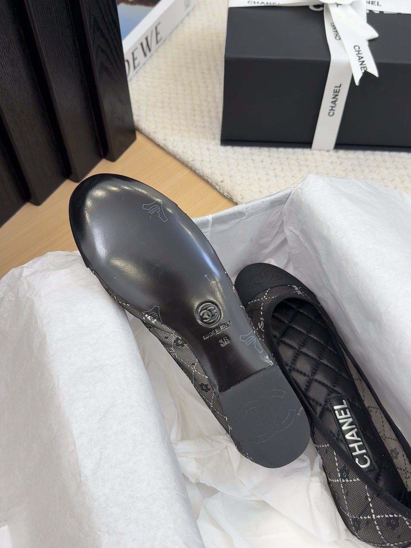 BALLET FLAT IN BLACK FABRIC AND MESH - 34