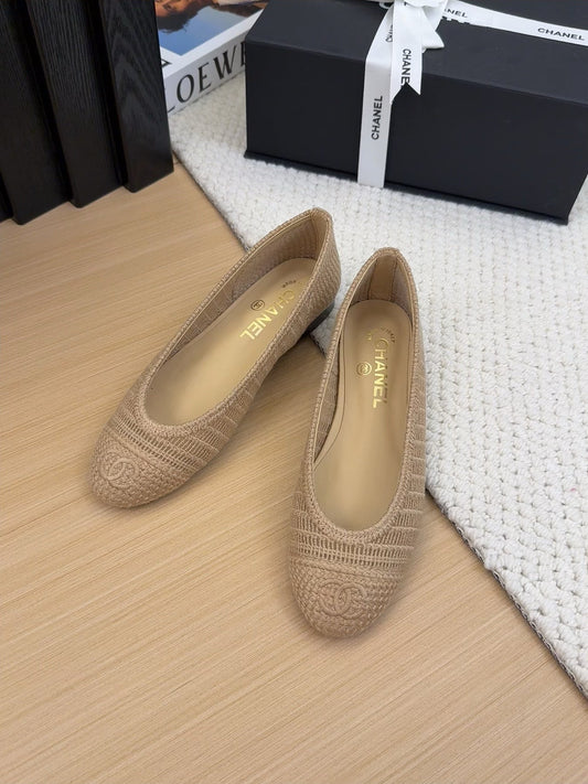 BALLERINAS IN PEANUT BROWN RAFFIA - 34