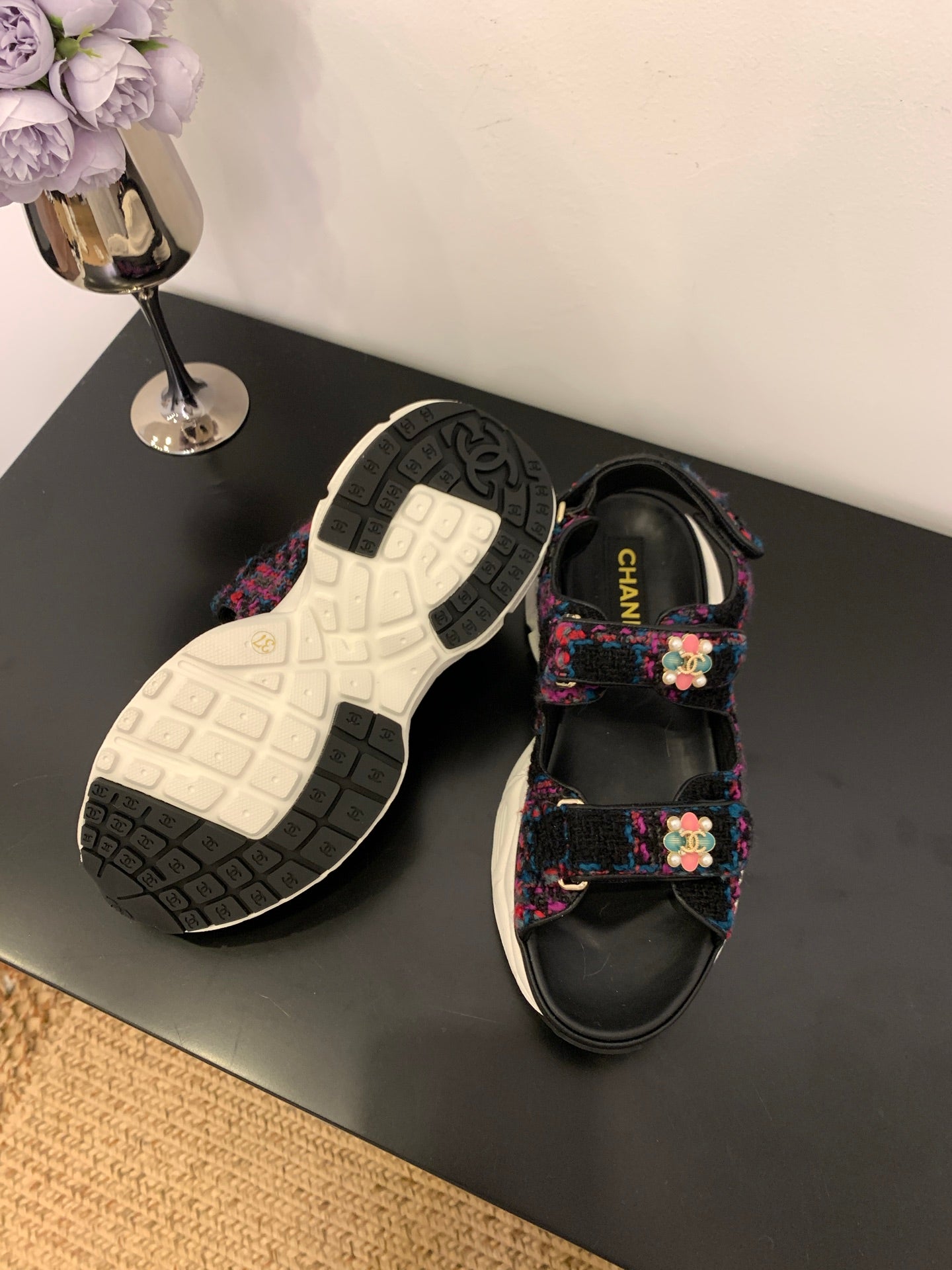 SANDAL 25S IN COLOR FULL TWEED WITH LAMBSKIN - 35