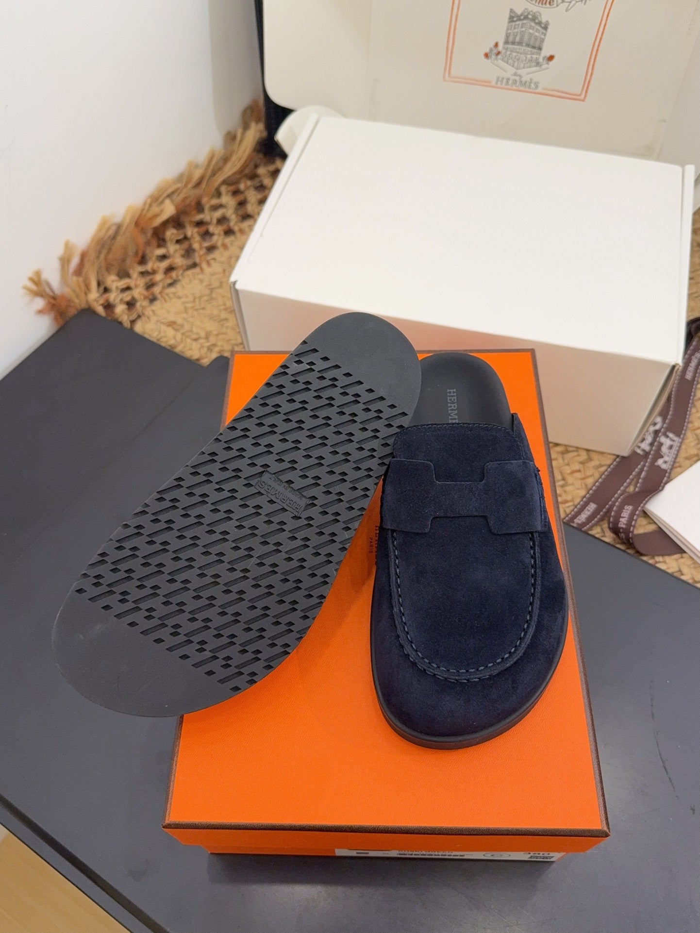 HM 25S MULE IN DARK SLATE BLUE SUEDE - 35