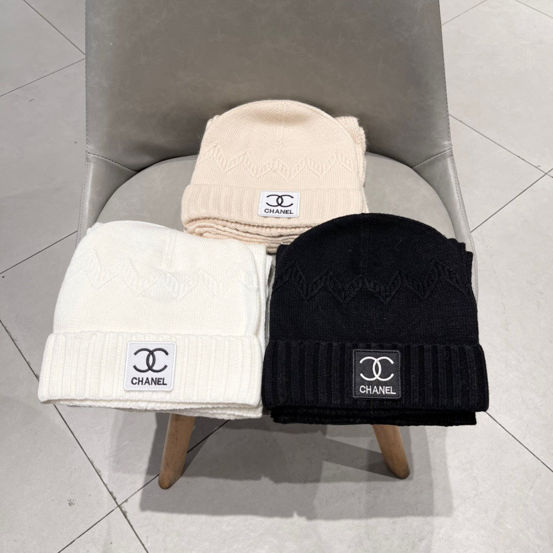SET BEANIE HAT AND SCARF BISQUE BEIGE 427884