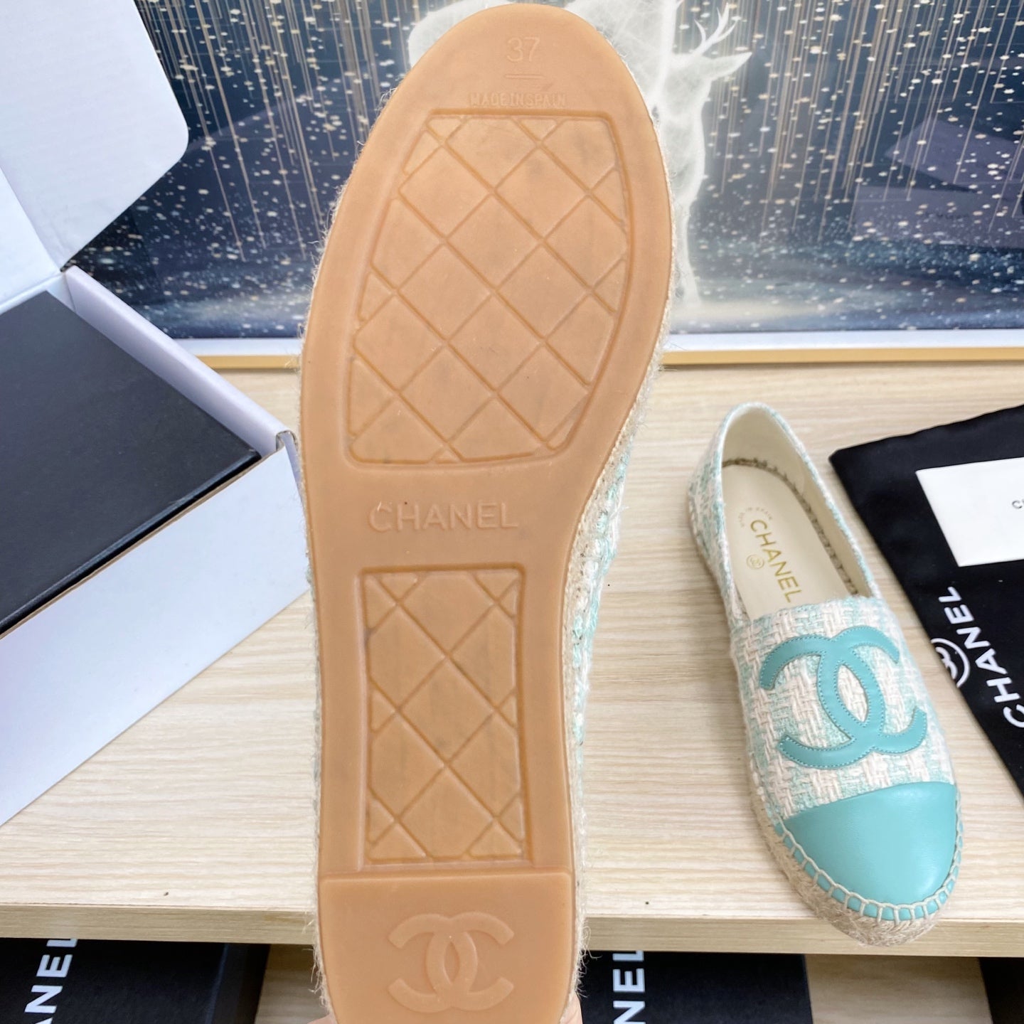 CC ESPADRILLES PLATFORM IN PASTEL BLUE TWEED - 34