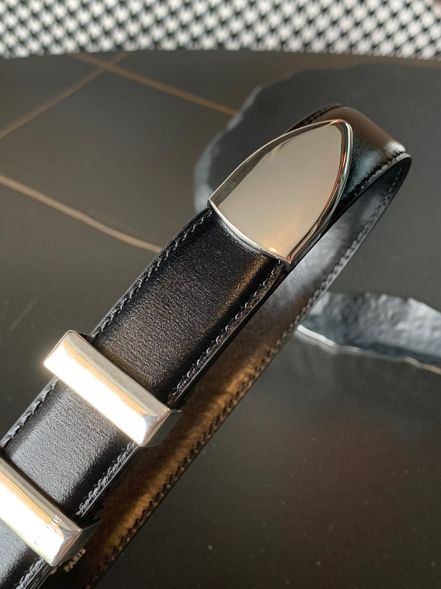 BELT 25MM MEDIUM WESTERN IN BLACK CALFSKIN WITH SILVER BUCKLE - 30