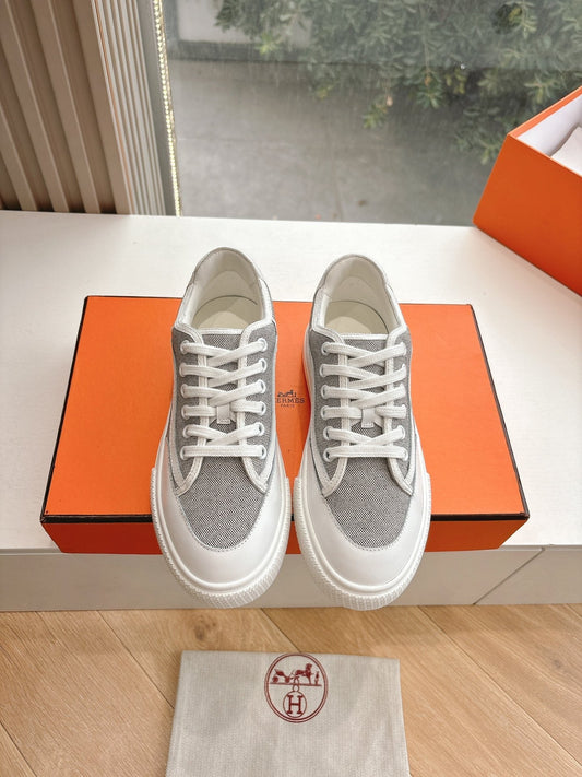 КРОСІВКИ SNEAKER З МАКСИМОВИМ ПОЛОТНОМ ТА ТЕЛЯЧОЮ ШКІРОЮ ВІДТІНКУ DOVE GRAY - 35
