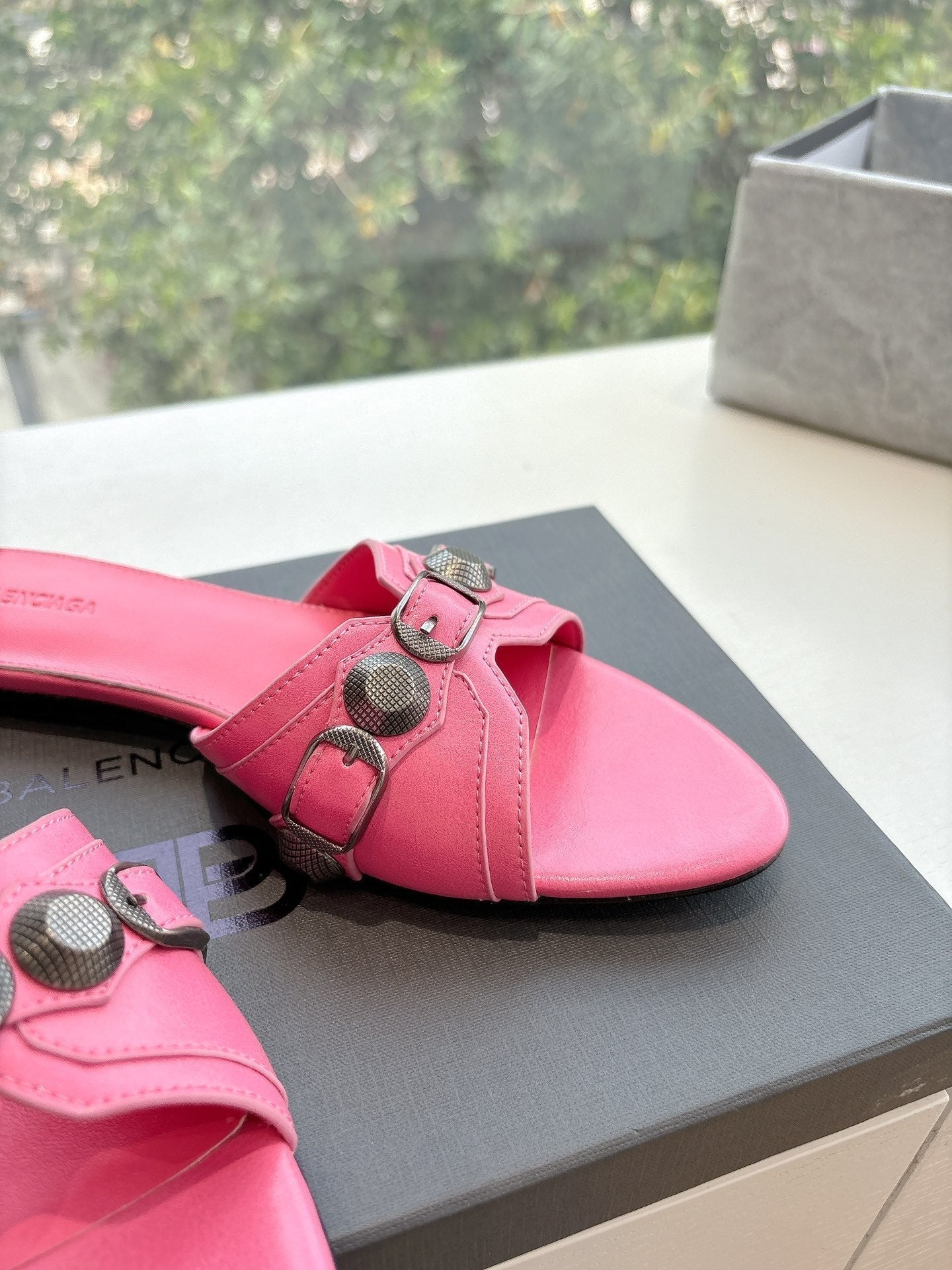 CAGOLE FLAT MULES IN FRENCH PINK CALFSKIN - 34