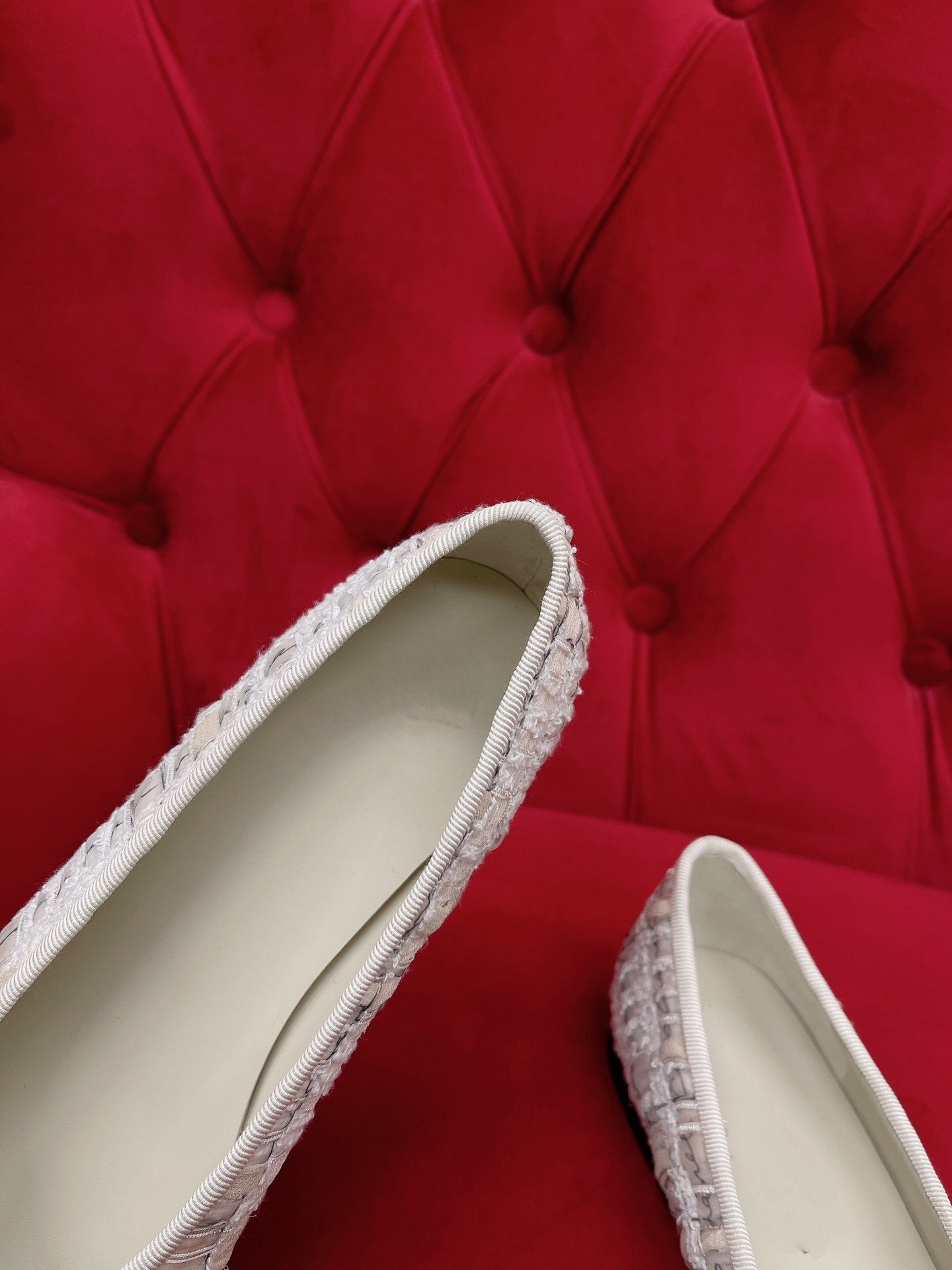 ballet flat white black tweed lambskin - 35