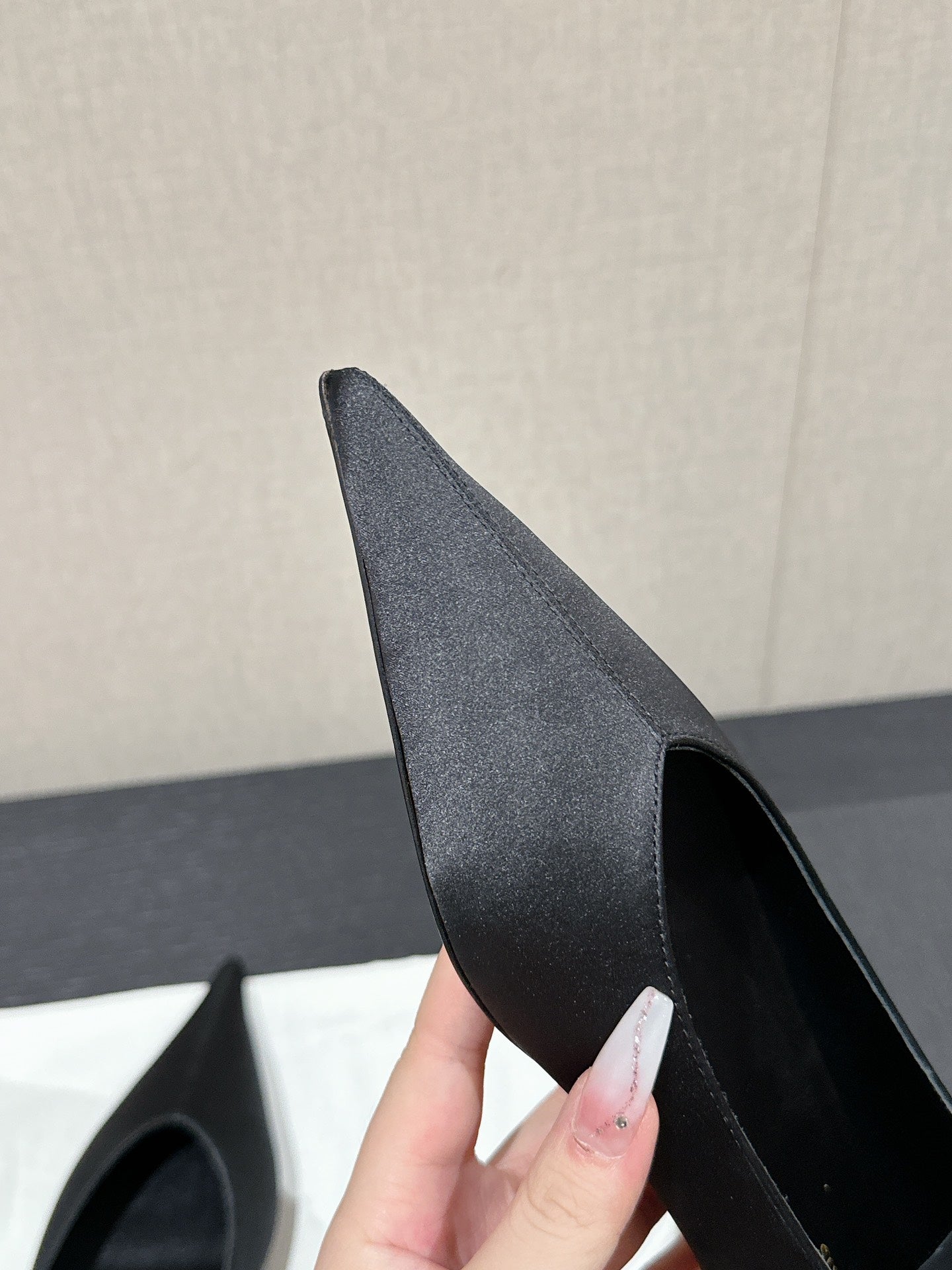 SL NOUR POINTED TOE BALLET BLACK SATIN - 35
