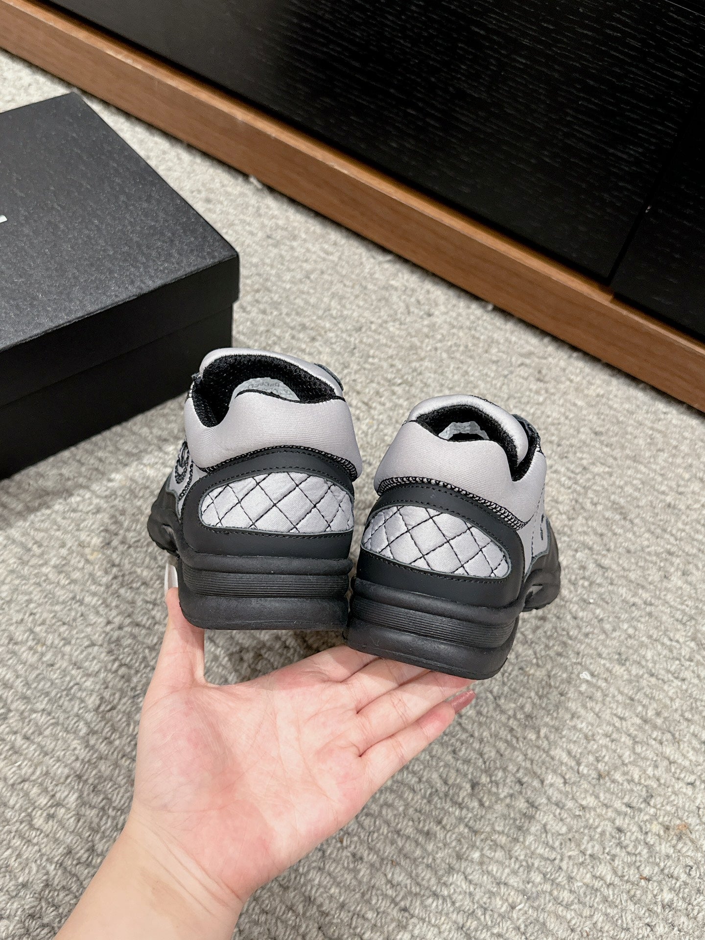 CLASSIC TRAINER IN GREY MIX BLACK FABRIC - 35