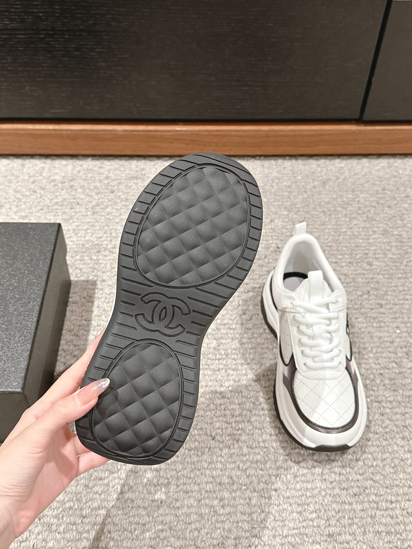 CC CLASSIC SNEAKER IN WHITE MIX BLACK LAMBSKIN - 35