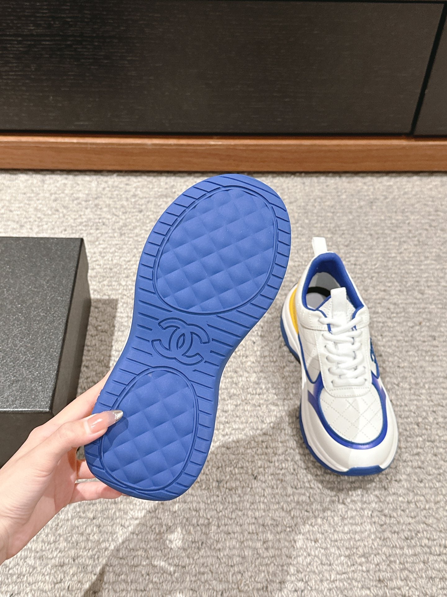 CC CLASSIC SNEAKER IN WHITE MIX COBALT BLUE LAMBSKIN - 35
