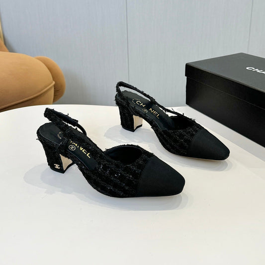 CC SLINGBACK 25S 65 MM BLACK TWEED MIX SEQUINS - 35