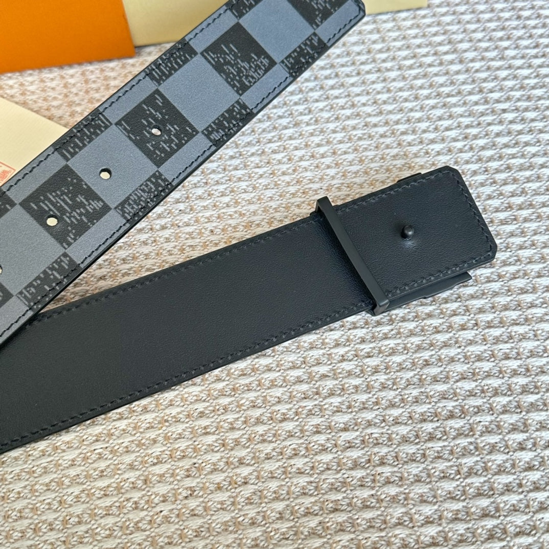 LV 25S BELT 40 MM IN BLACK MIX GREY CALFSKIN 593224 - 26-28