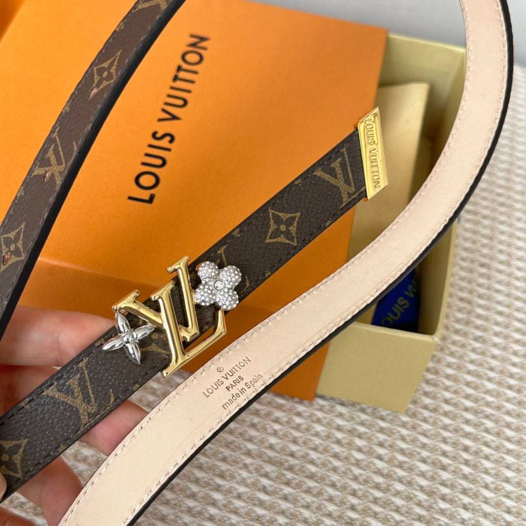 LV GRAM 20 MM REVERSIBLE BELT MONOGRAM BROWN CALFSKIN GOLD HARDWARE - 30