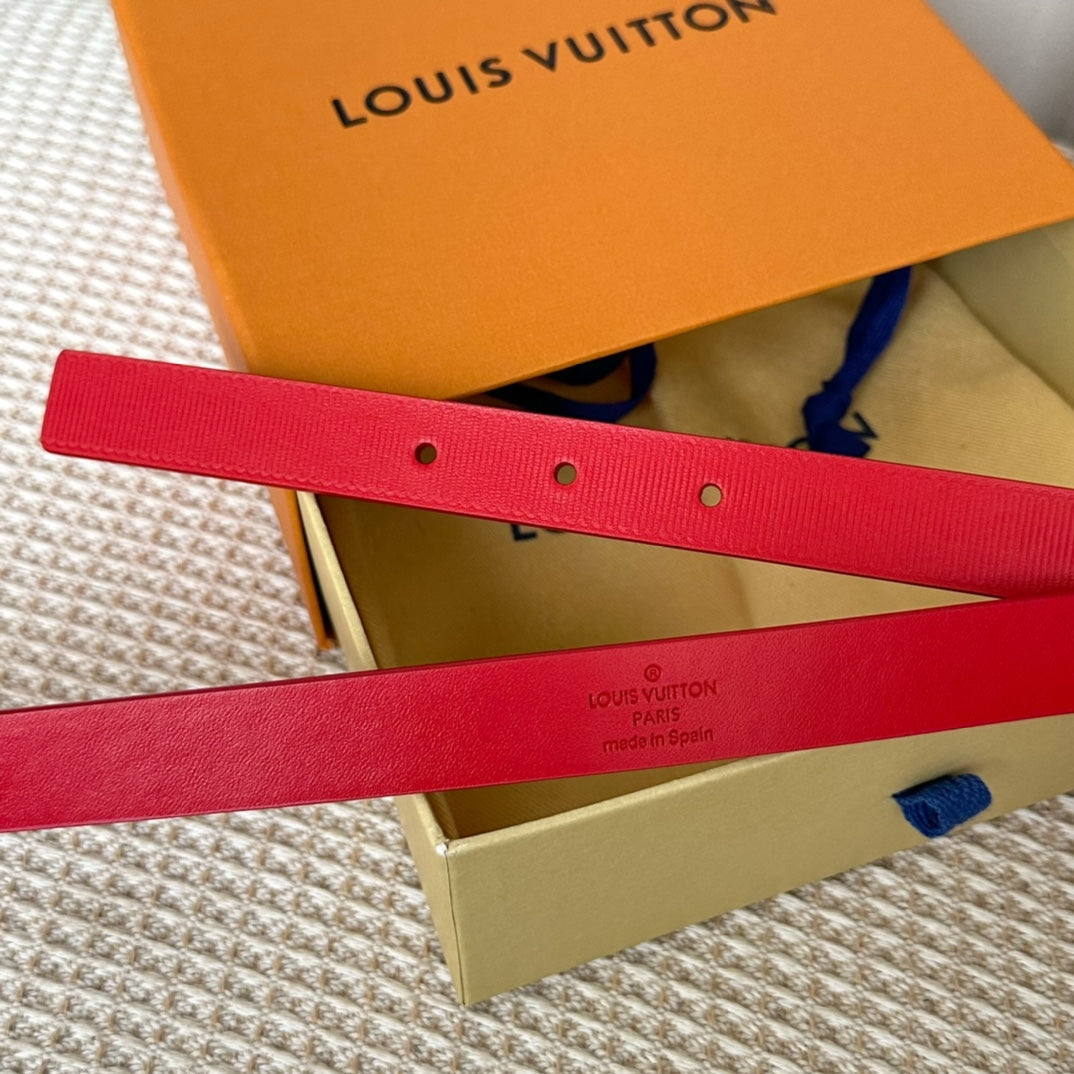 LV GRAM 20 MM REVERSIBLE BELT CHERRY RED CALFSKIN SILVER HARDWARE - 30