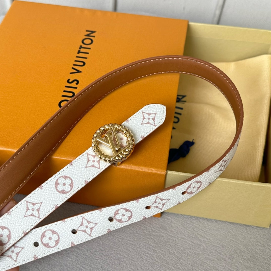 LV S-LOCK BELT 20 MM IN BRONZE BROWN CALFSKIN AND CIRCLE GOLD HARDWARE - 30
