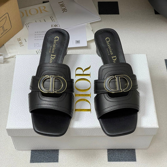 DIOR HIGH HEEL CLASSIC MONTAIGNE 40 MM 25S IN BLACK LAMBSKIN WITH CD LOGO - 34