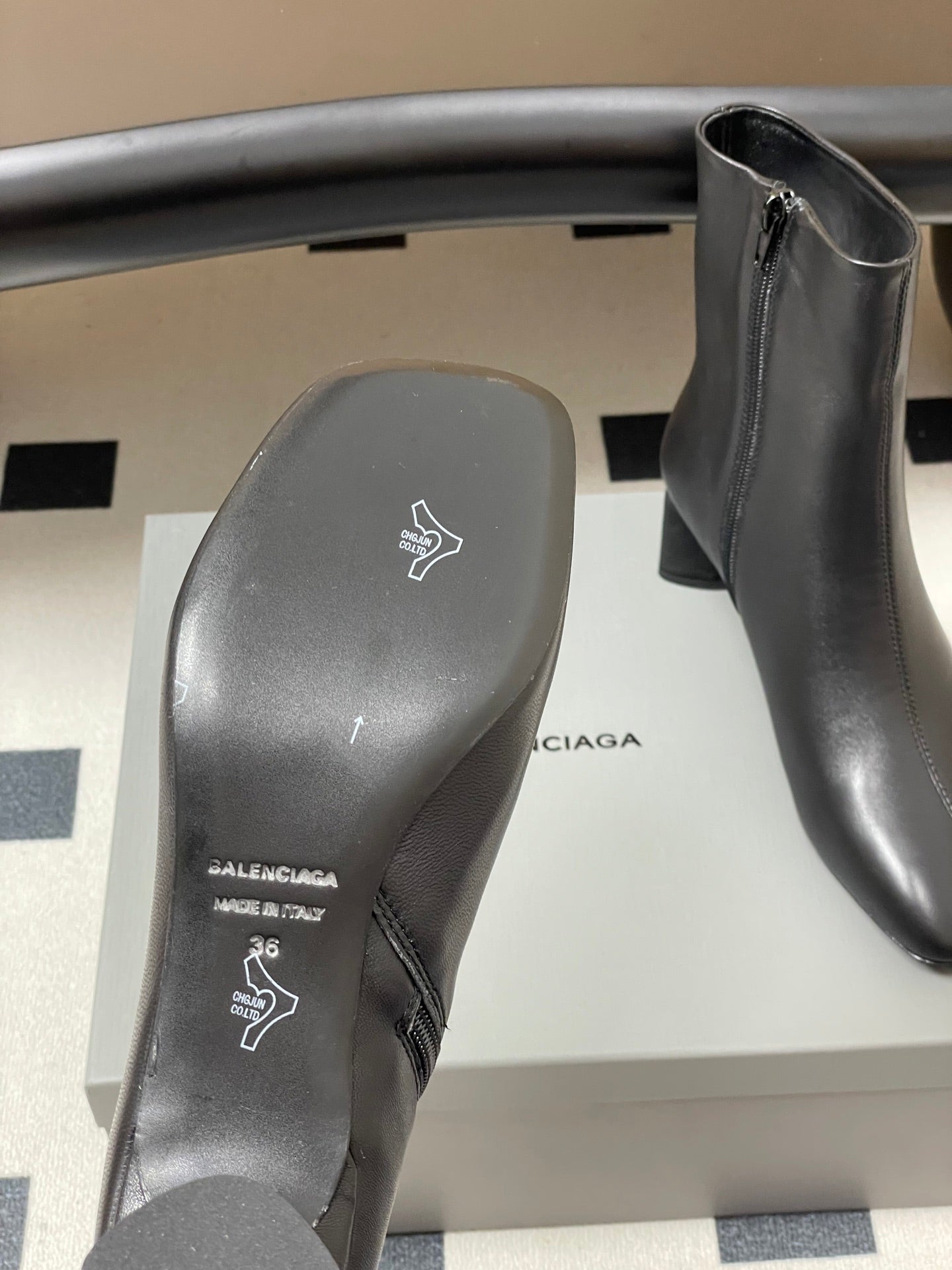 BALENCIAGA 25S ANKLE BOOTS 65 MM IN BLACK COW LEATHER - 35