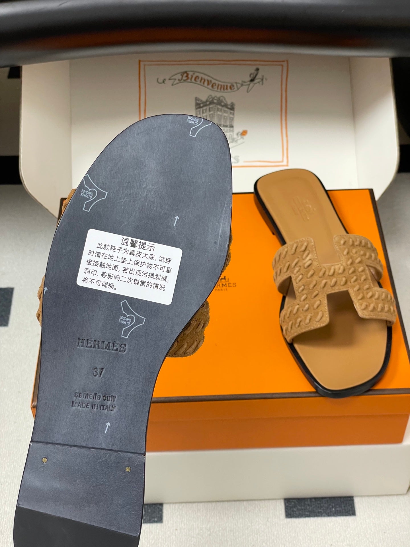 HM 25S ORAN SANDAL IN LIGHT BROWN SUEDE AND LAMBSKIN - 35