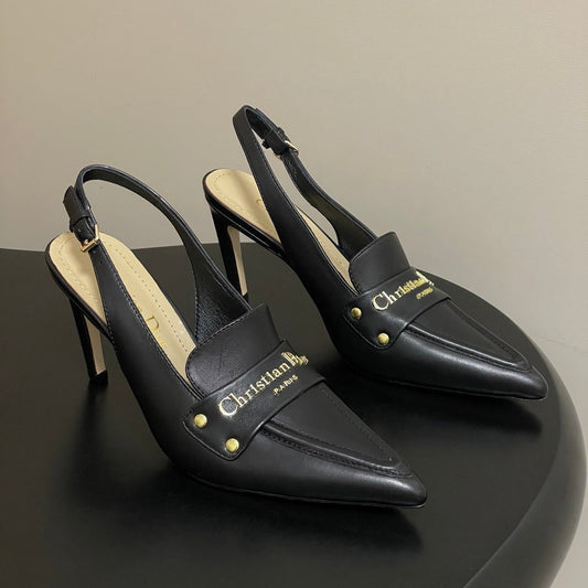 DIOR 25S BOY SLINGBACK HIGH HEELS 85 MM IN BLACK LAMBSKIN - 35