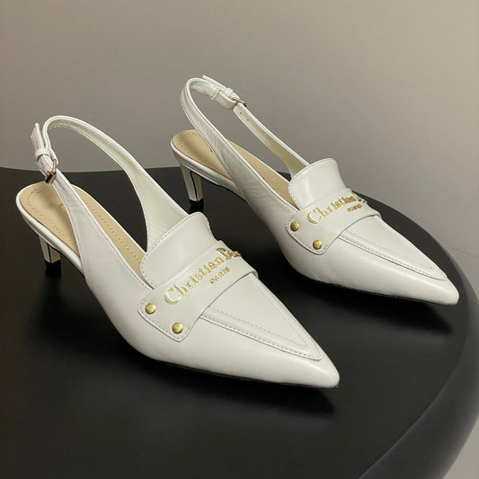 DIOR 25S BOY SLINGBACK HIGH HEELS 50 MM IN WHITE LAMBSKIN - 35